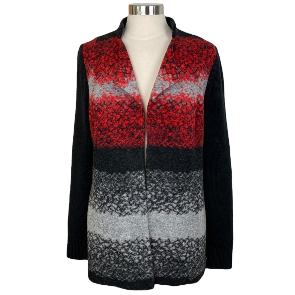 Wool Blend Open Front Long Cardigan Jacket